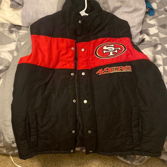 NFL Other - 49ers vintage vest puffer men puffer large sports attire nfl short sleeve jacket